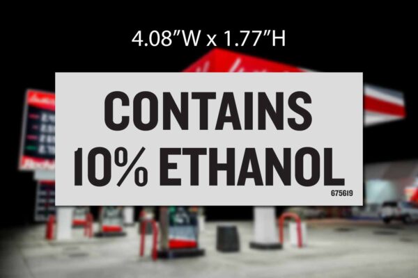 United Pacific Contains 10% Ethanol Regulatory Silver Decal