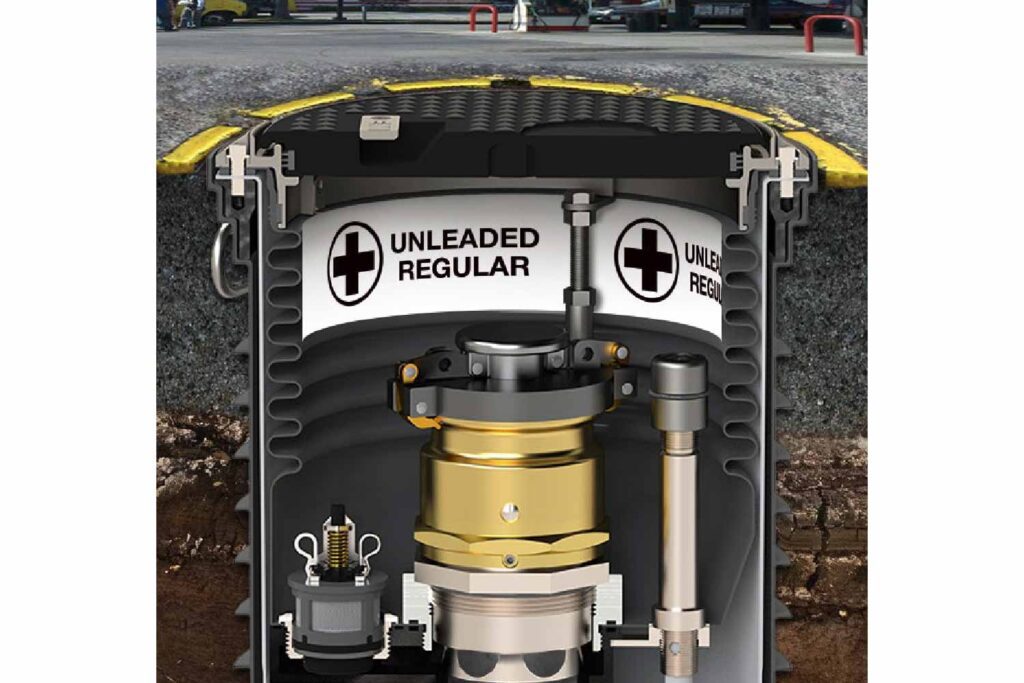 Underground unleaded regular gas dispenser.