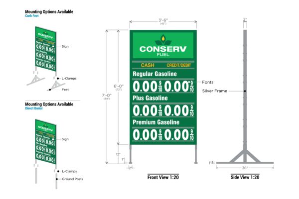 Conserv Fuel Metal Price Sign Kit 6P