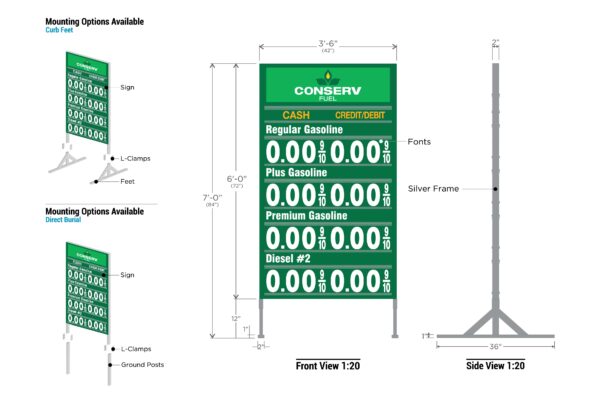 Conserv Fuel Metal Price Sign Kit 8P