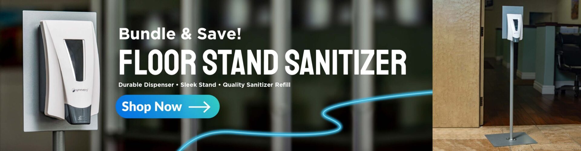 Floor stand sanitizer dispenser bundle.