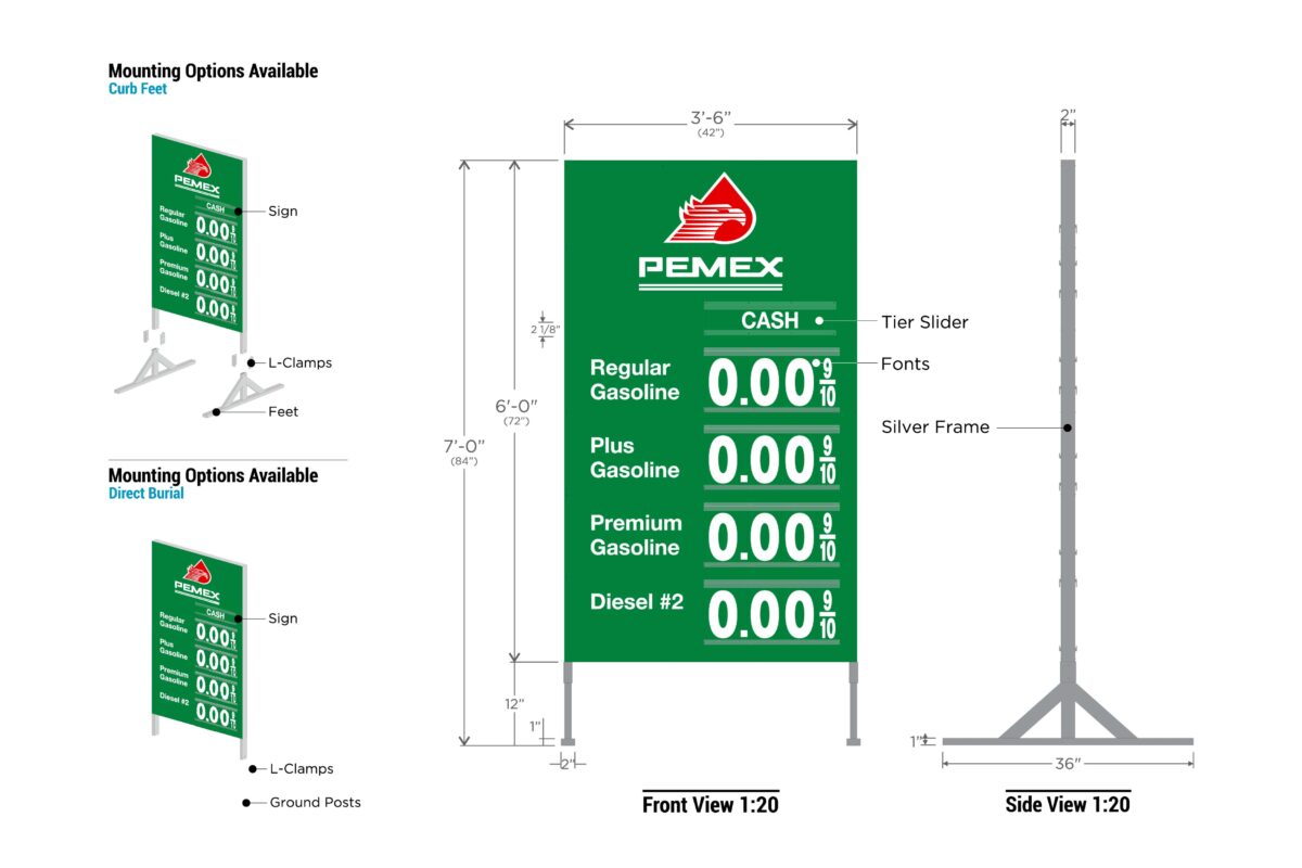 Pemex Metal Price Sign 4P