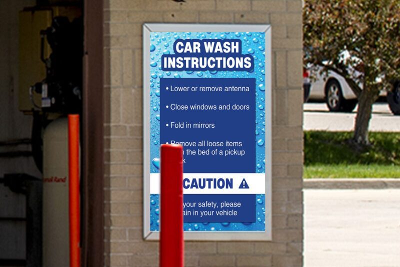 Car wash instructions: Secure your vehicle.