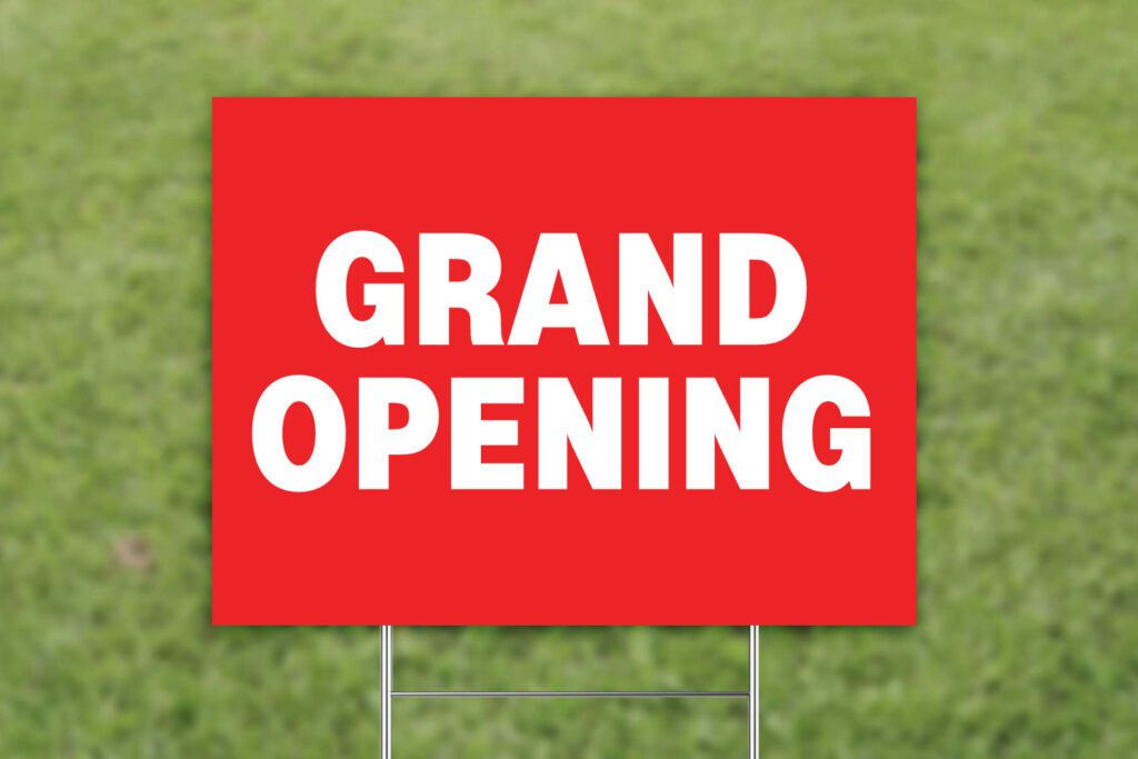Yard Sign for Grass with Grand Opening Graphic