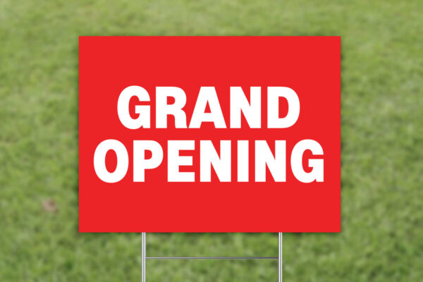 Yard Sign for Grass with Grand Opening Graphic