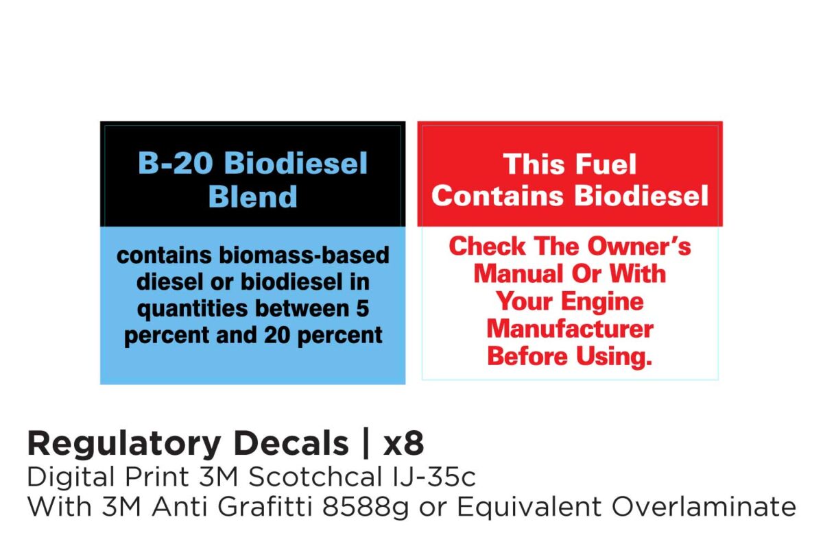 Biodiesel B20 Program Regulatory Decals x8