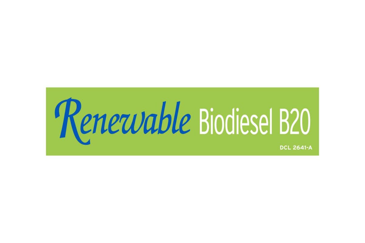 Chevron Renewable Biodiesel B20 Decal