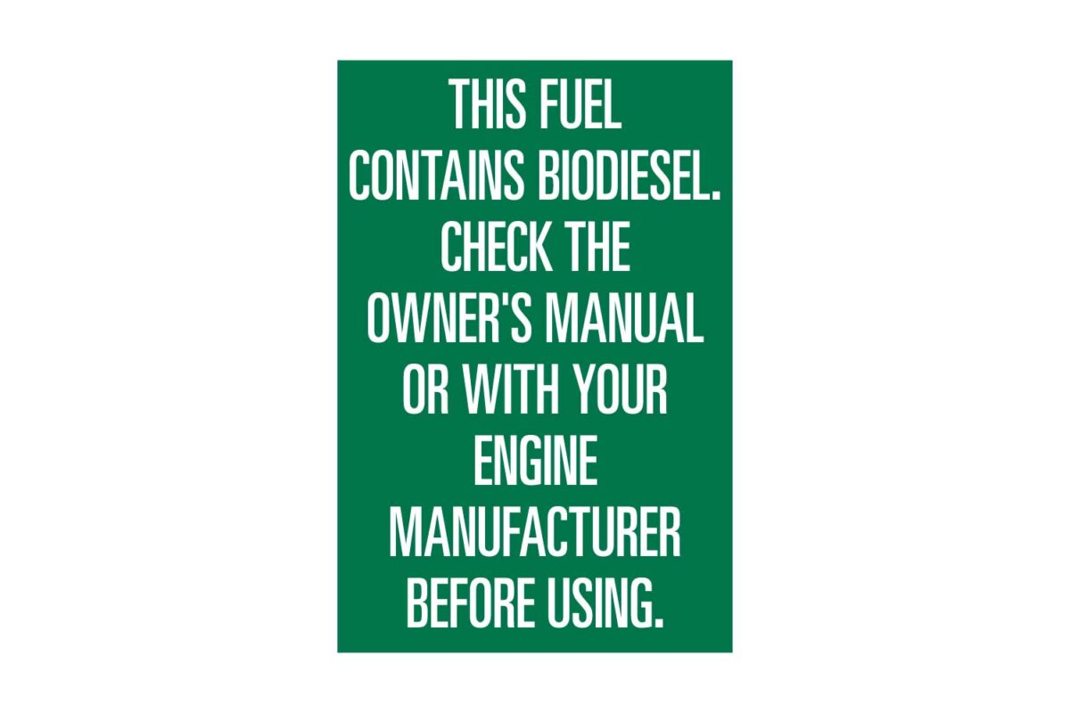 Chevron This Fuel Contains Biodiesel Regulatory Decal