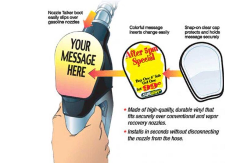 Customizable gas pump message insert.