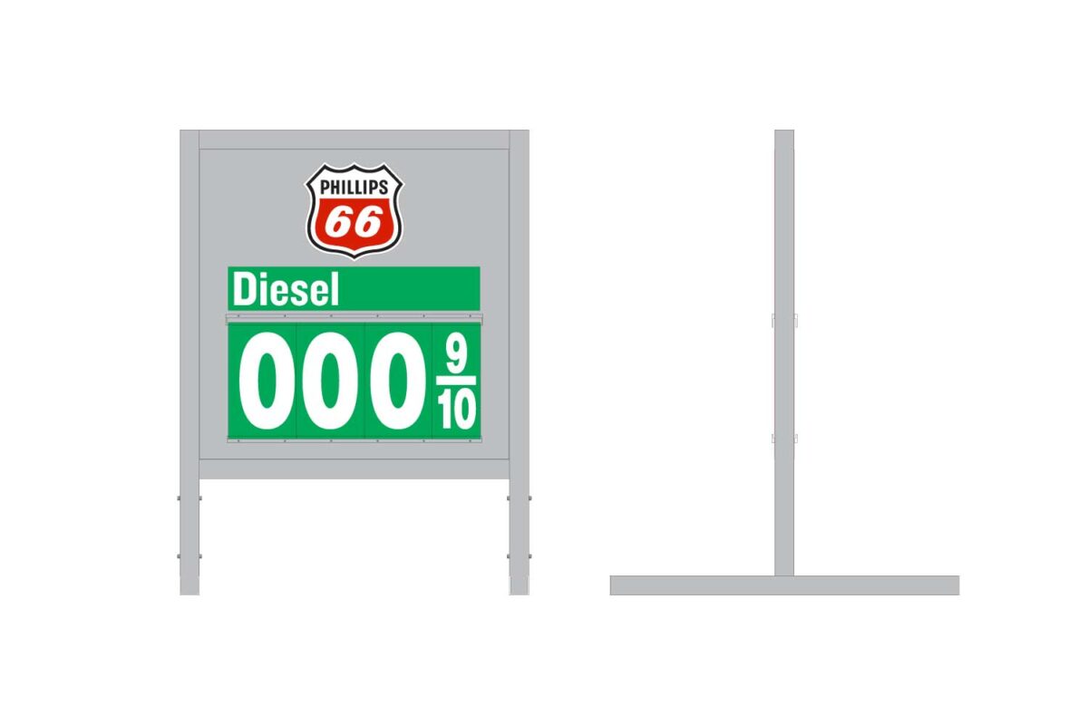 Metal Price Sign - Phillips 66 - Diesel