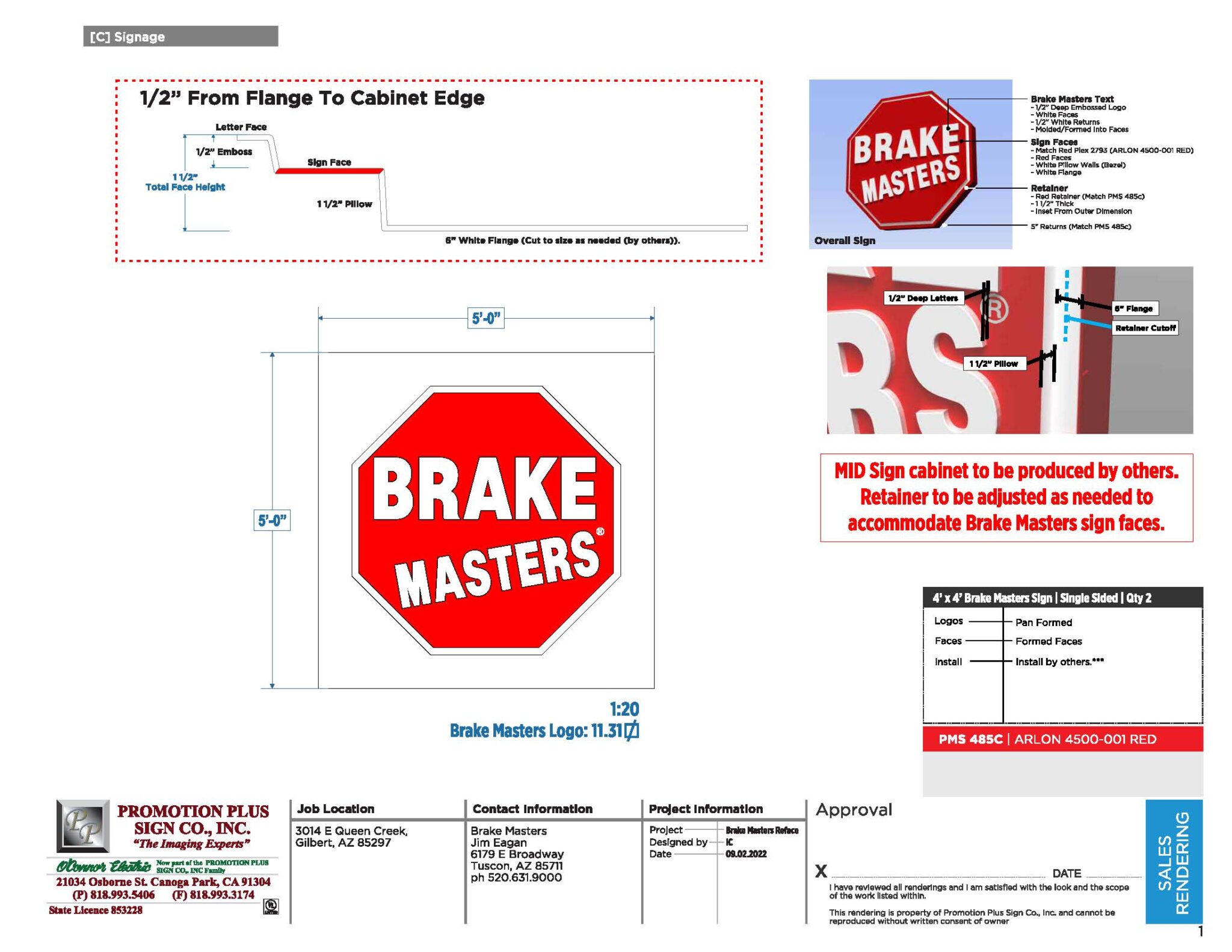 Brake Masters 5′ Sign Face QTY 2