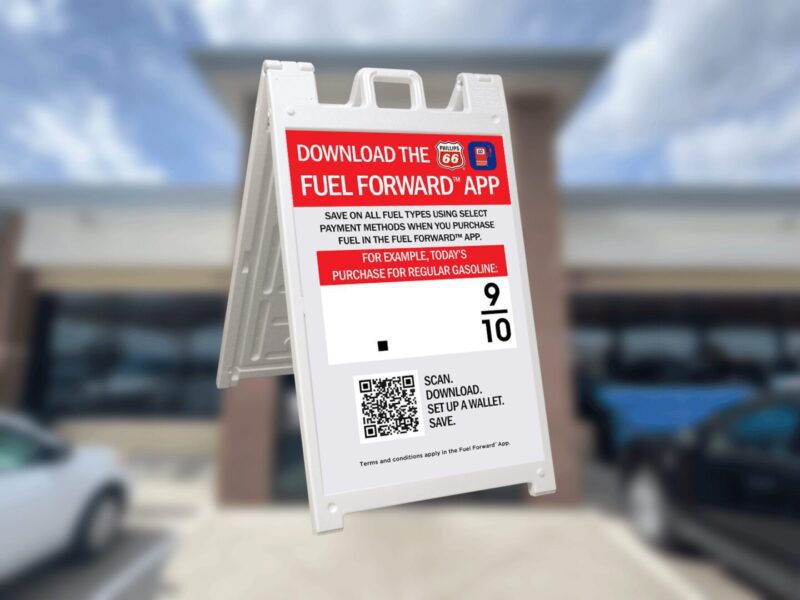 Phillips 66 Fuel Forward app sign.