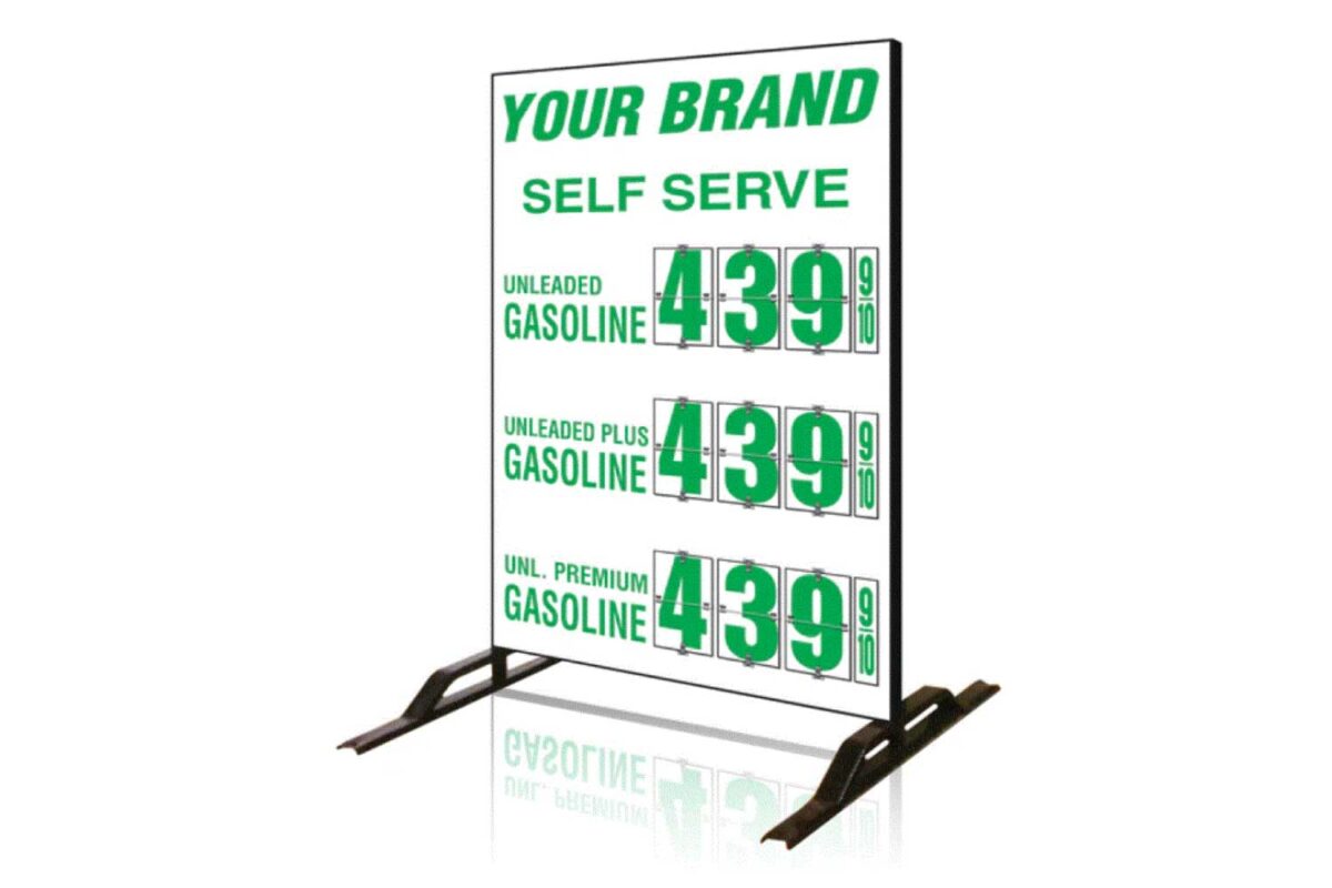 Gas price sign: $4.39 per gallon.