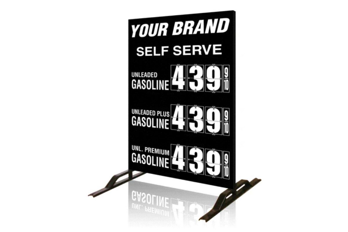 Gas price sign: $4.39 per gallon.