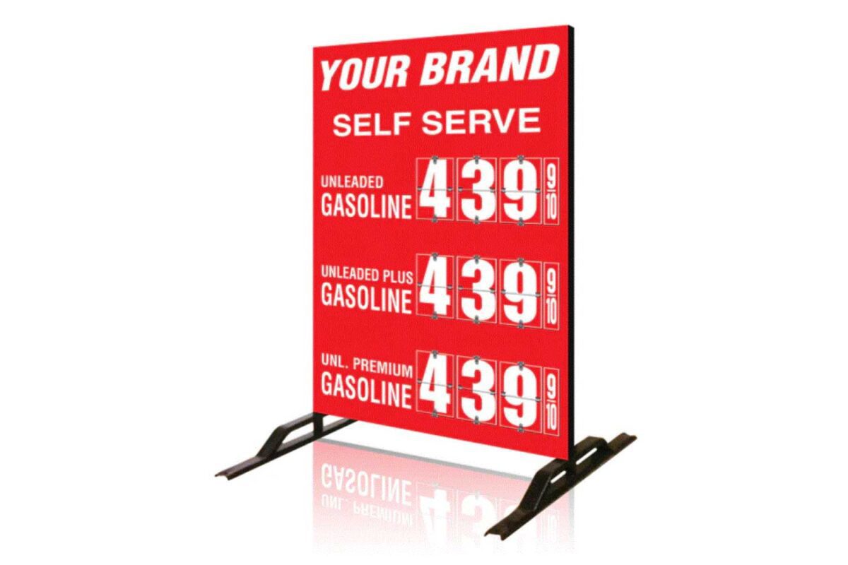 Red gas price sign: $4.39 per gallon.