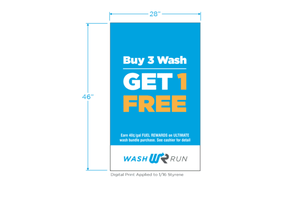 Car wash sign: Buy 3 get 1 free.