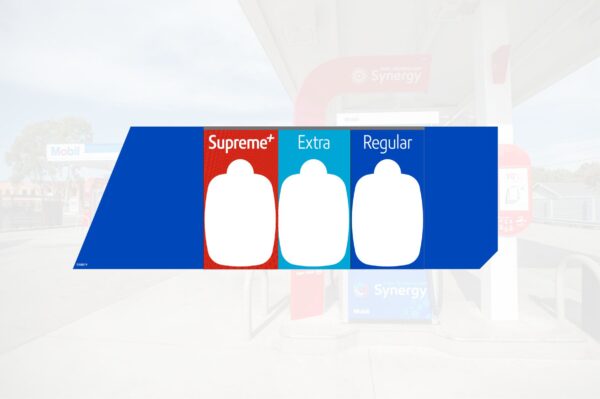 Gas station pump with fuel grades: Supreme+, Extra, Regular.