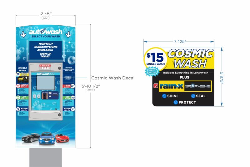 $15 Cosmic Car Wash Decal with RainX Graphite.