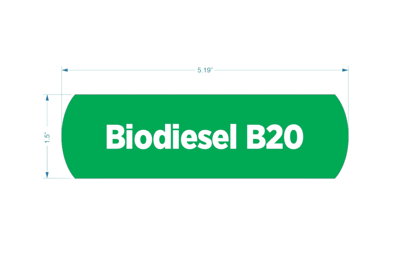 Green rectangle with white text: Biodiesel B20.