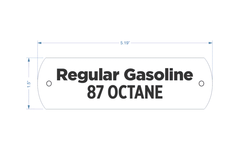 Regular gasoline, 87 octane label.