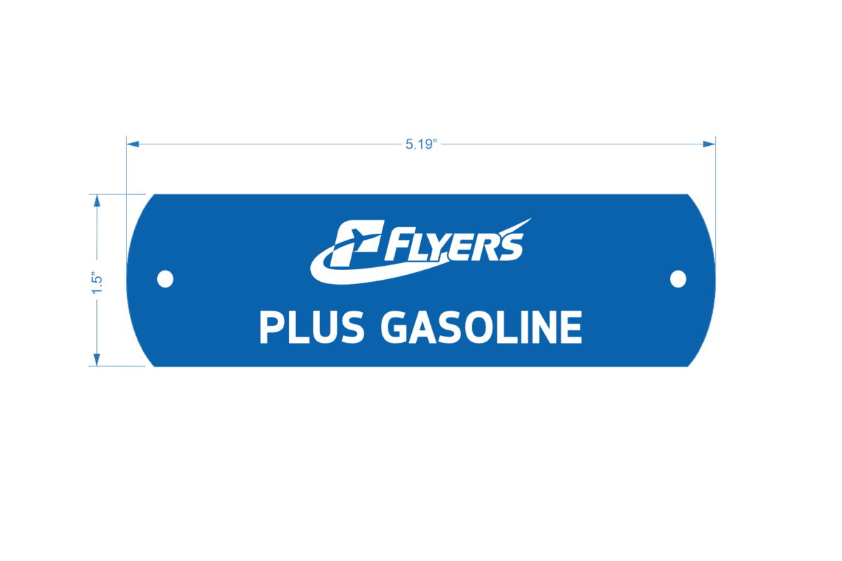 Flyers Plus Gasoline blue sign.