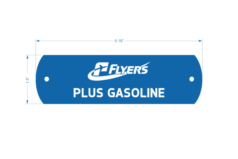 Flyers Plus Gasoline blue sign.