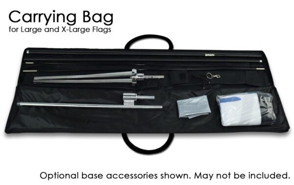 Black carrying bag with flagpole parts.