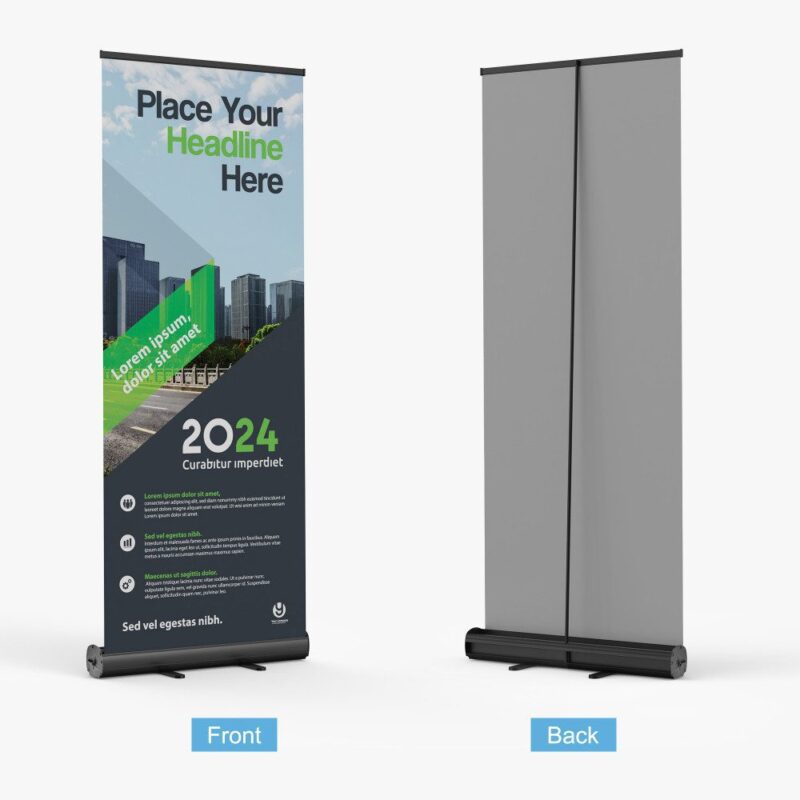 2024 retractable banner, front and back.