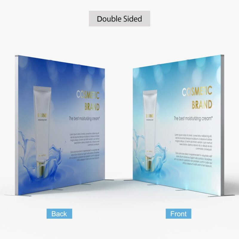 Double-sided cosmetic brand display.
