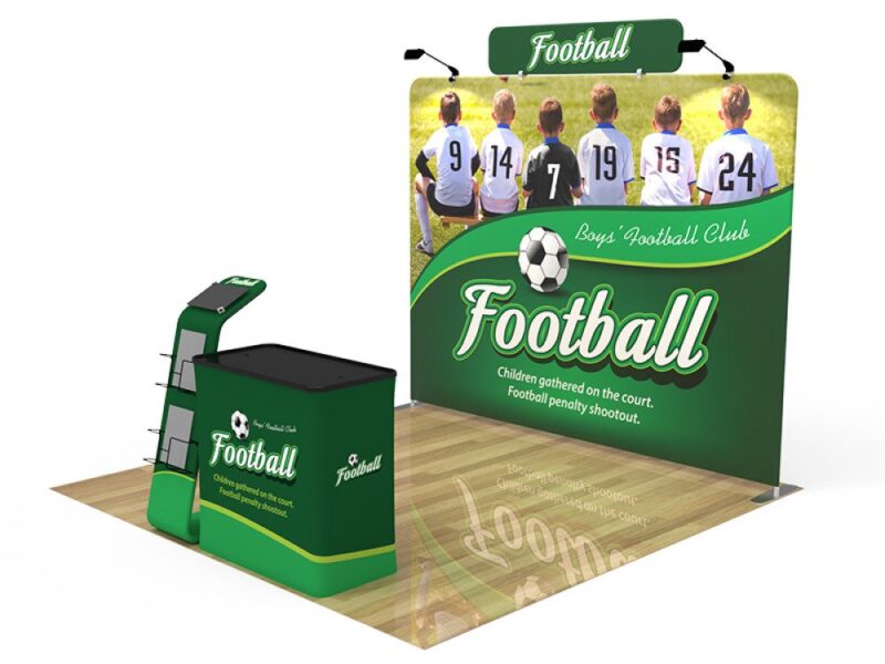 Boys' football club trade show booth.