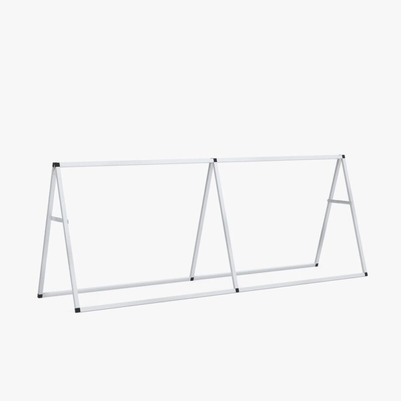 Double-sided A-frame banner stand.