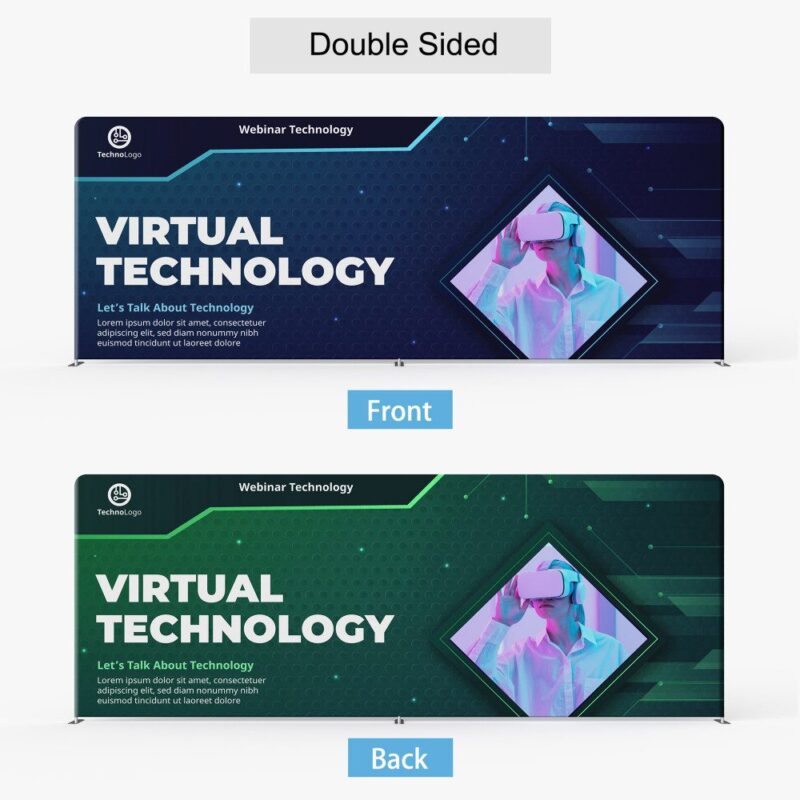 Double-sided virtual technology banner.