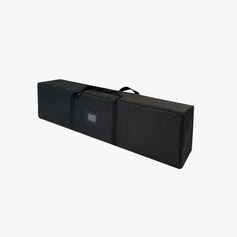 Black zippered carrying case for banner.