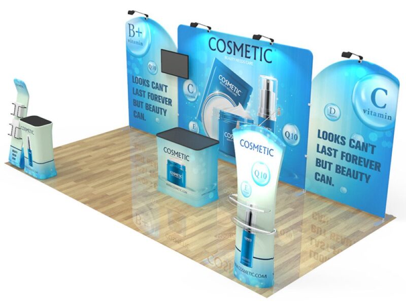 Cosmetic trade show booth display.