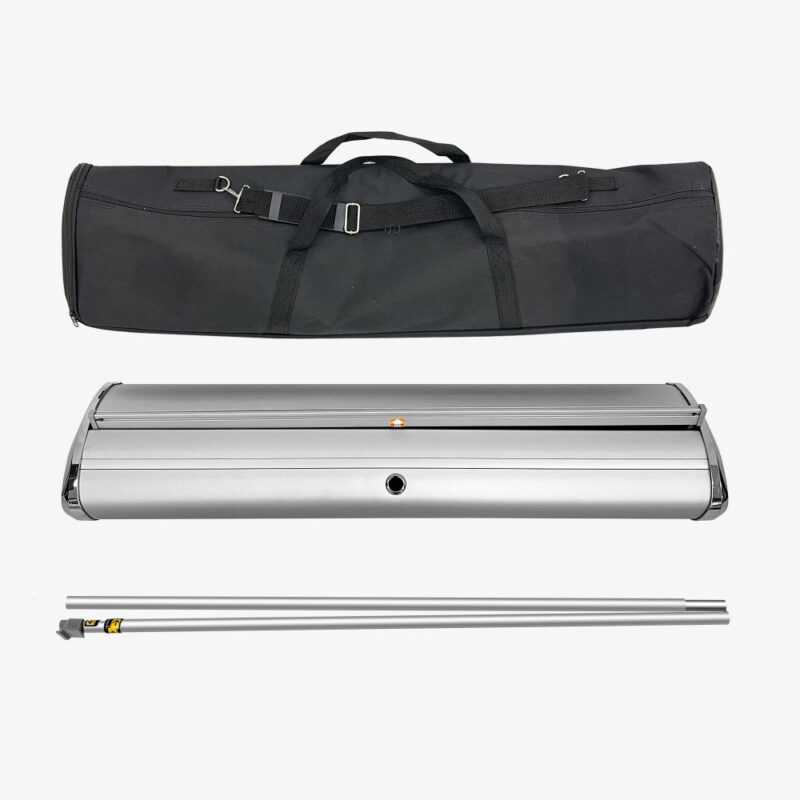 Retractable banner stand with carry bag.