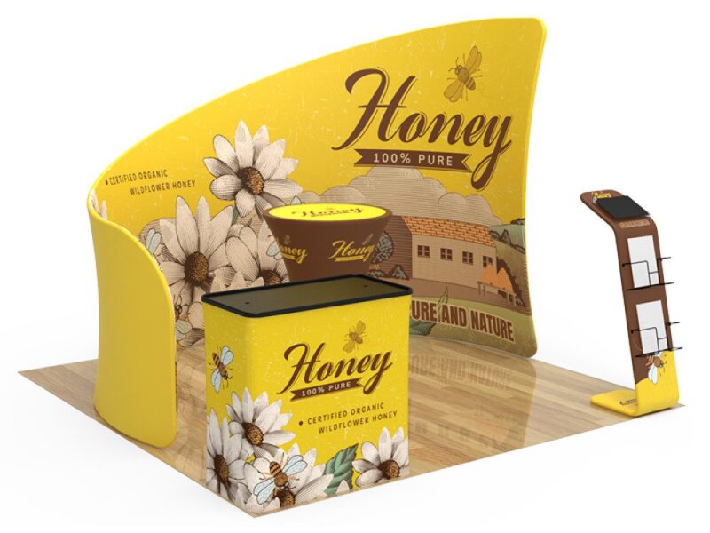 Honey display booth: 100% pure.