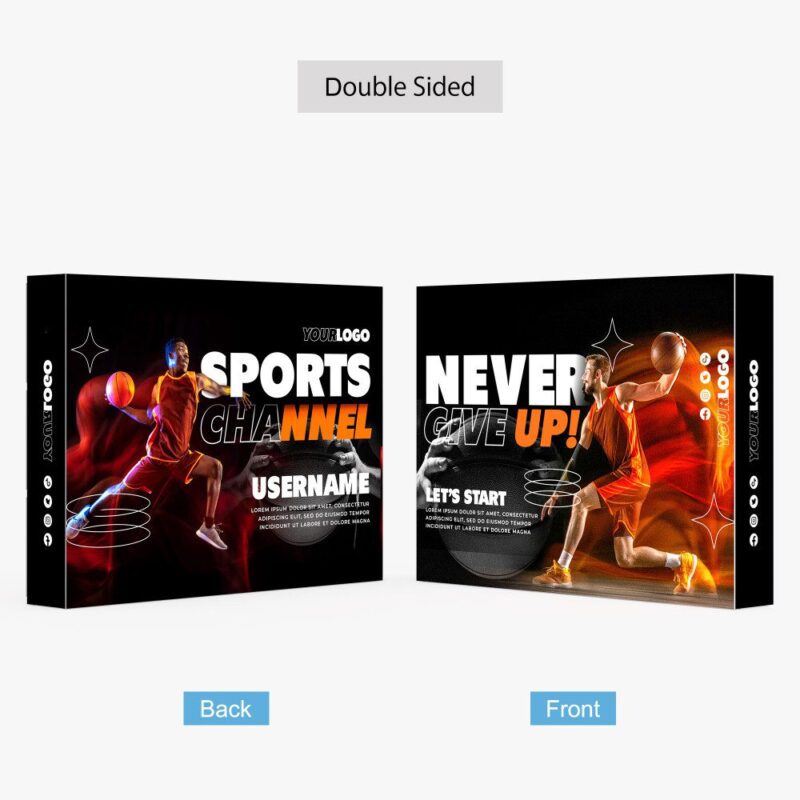 Sports channel box design: front and back.