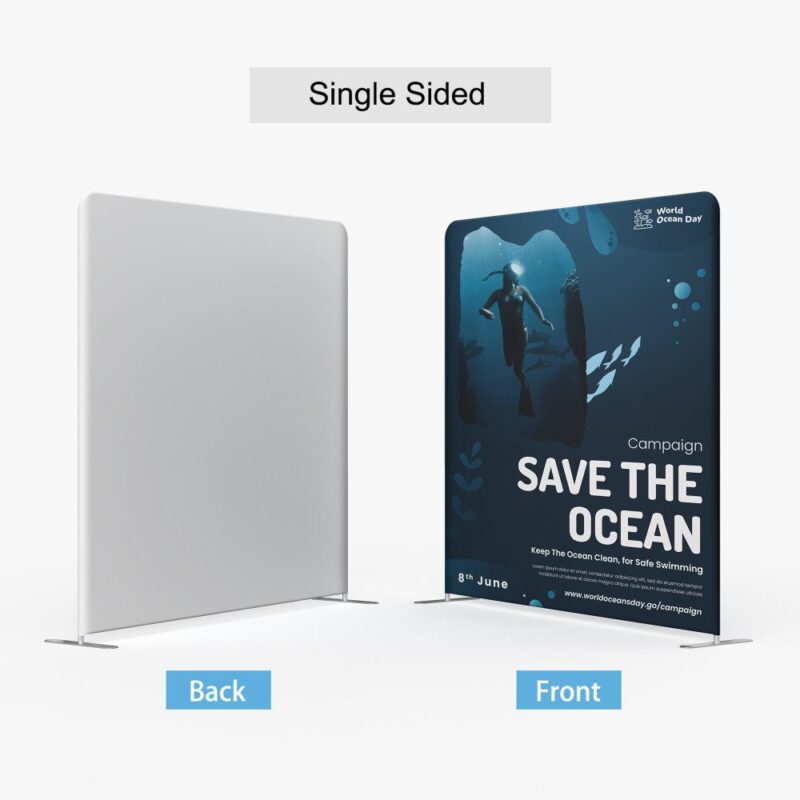 Single-sided fabric banner: Save the Ocean campaign.