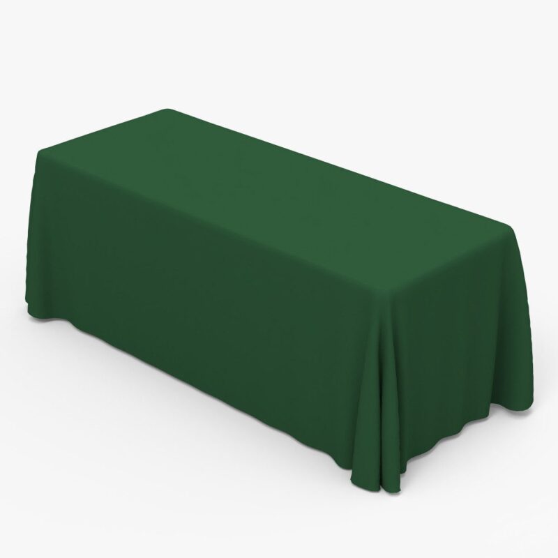 Dark green rectangular tablecloth.