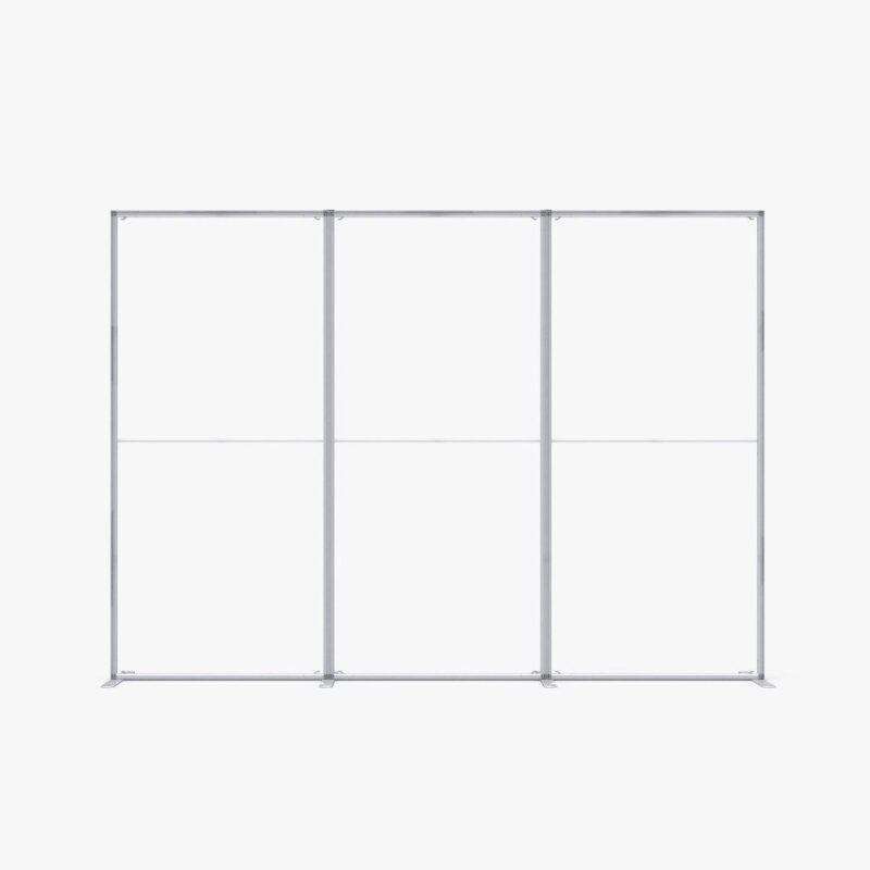 Three-panel blank exhibition display stand.