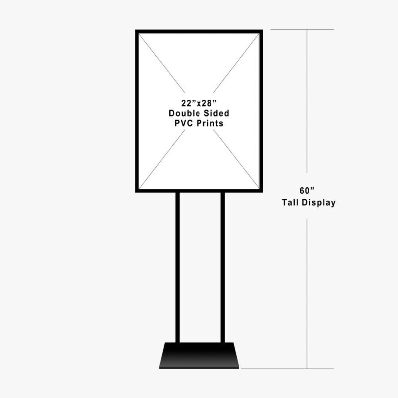 60" tall double-sided PVC print display.