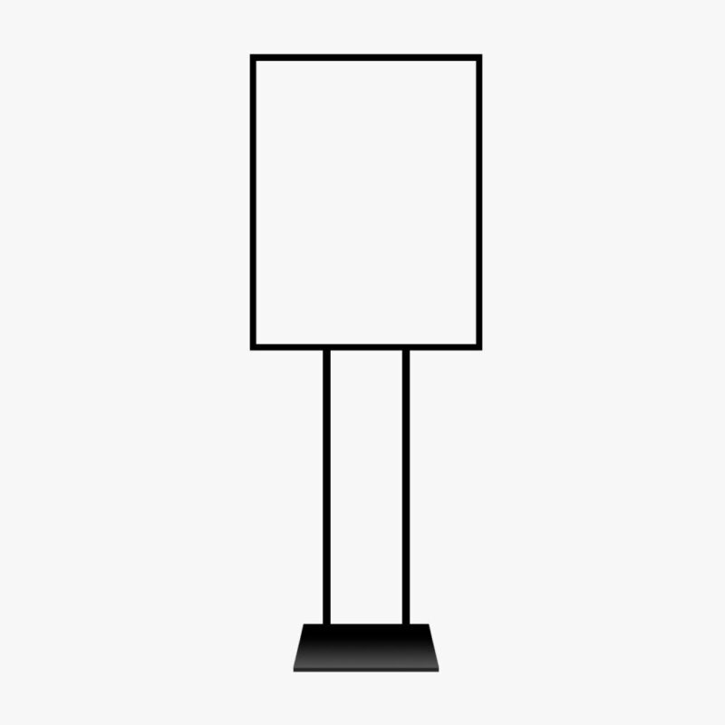 Blank freestanding sign, black frame.