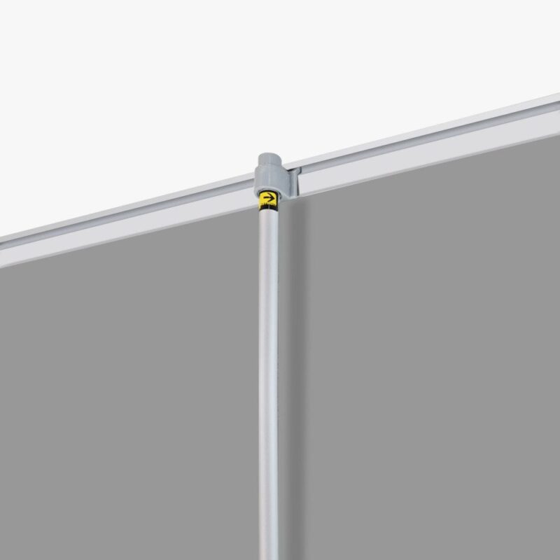 Here's an alt tag for the image: Pull-up banner stand detail.