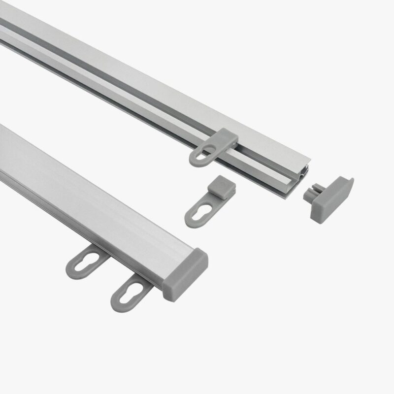 Aluminum curtain track with runners.
