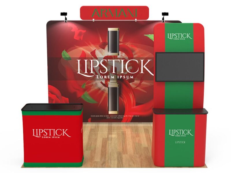 Lipstick trade show booth display.