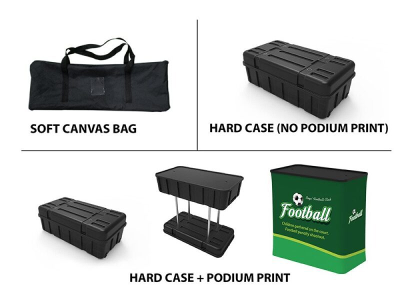 Here's an alt tag for the image: Portable display case options.