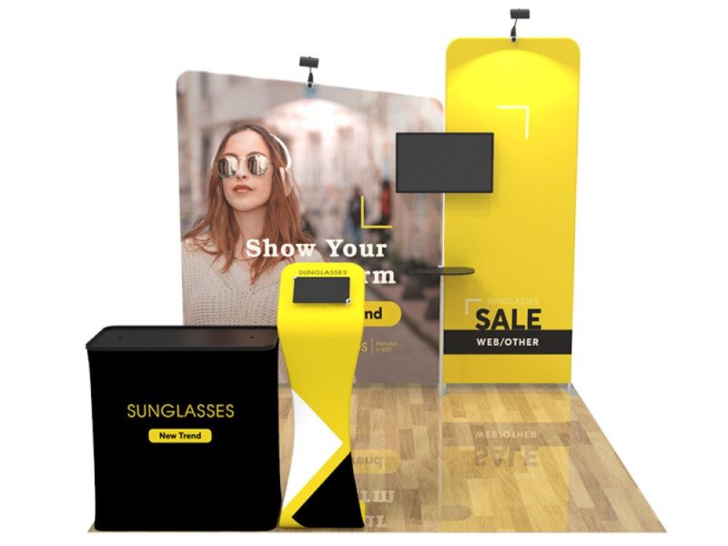 Sunglasses sale trade show booth.