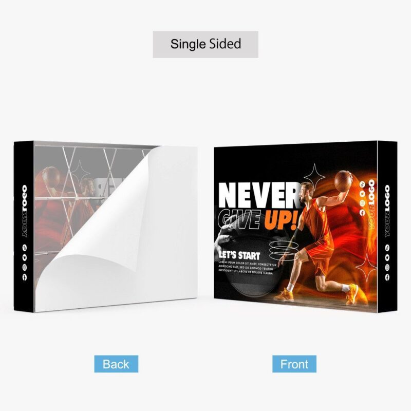 Single-sided box; basketball player; "Never give up!"
