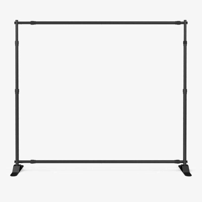 Here's an alt tag for the image: Black retractable banner stand.