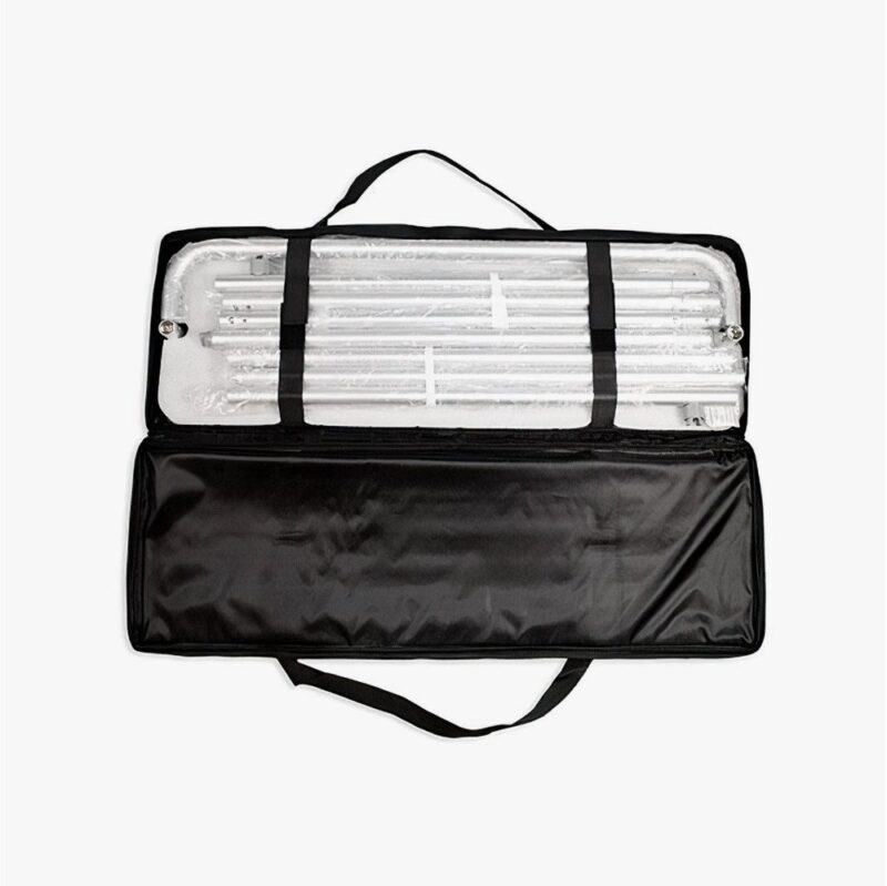 Here's an alt tag for the image: Portable backdrop stand in carrying case.